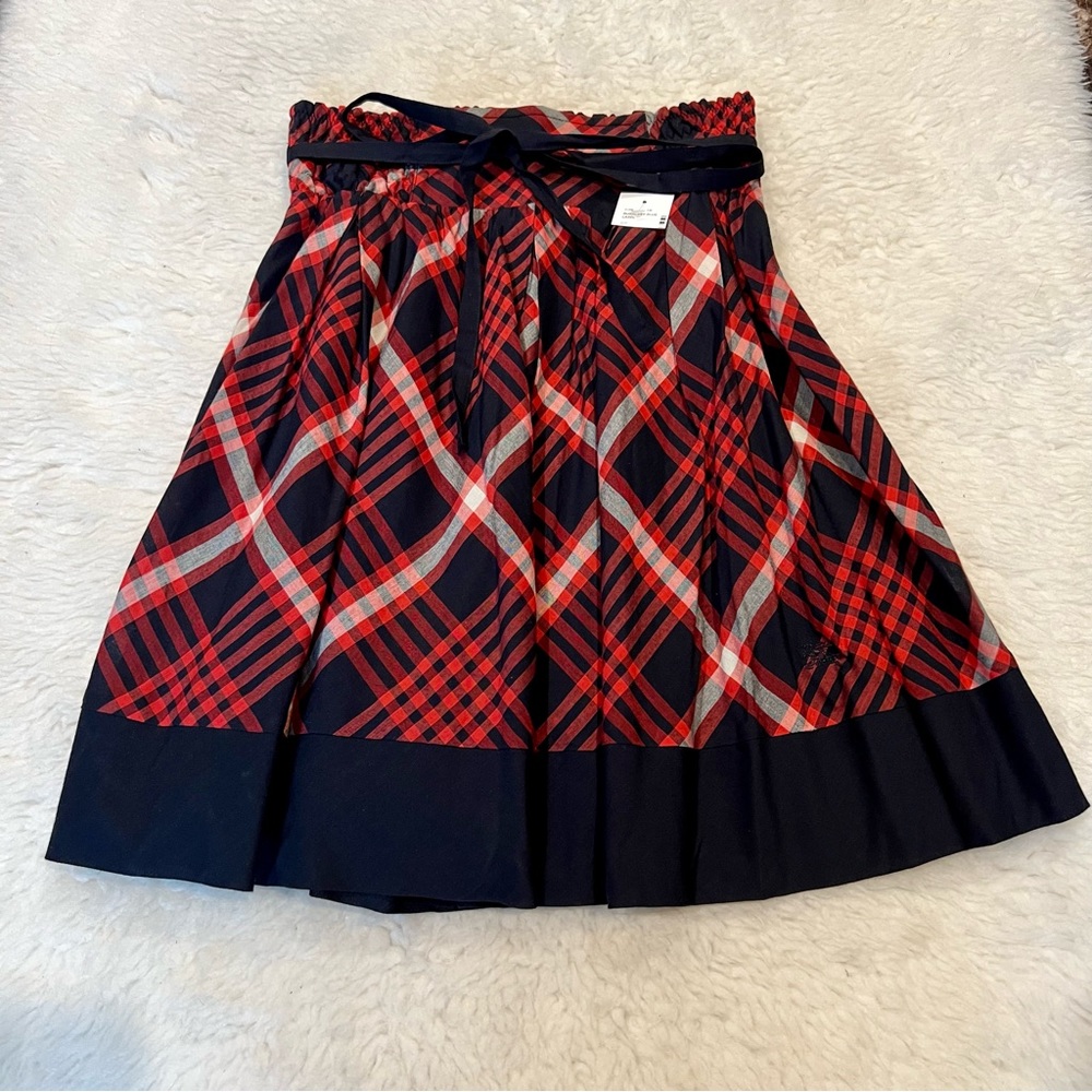 Burberry Red and Black Plaid Circle Skirt